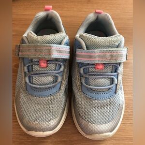 Stride Rite Gray and Blue Sneakers with Pink Accents
